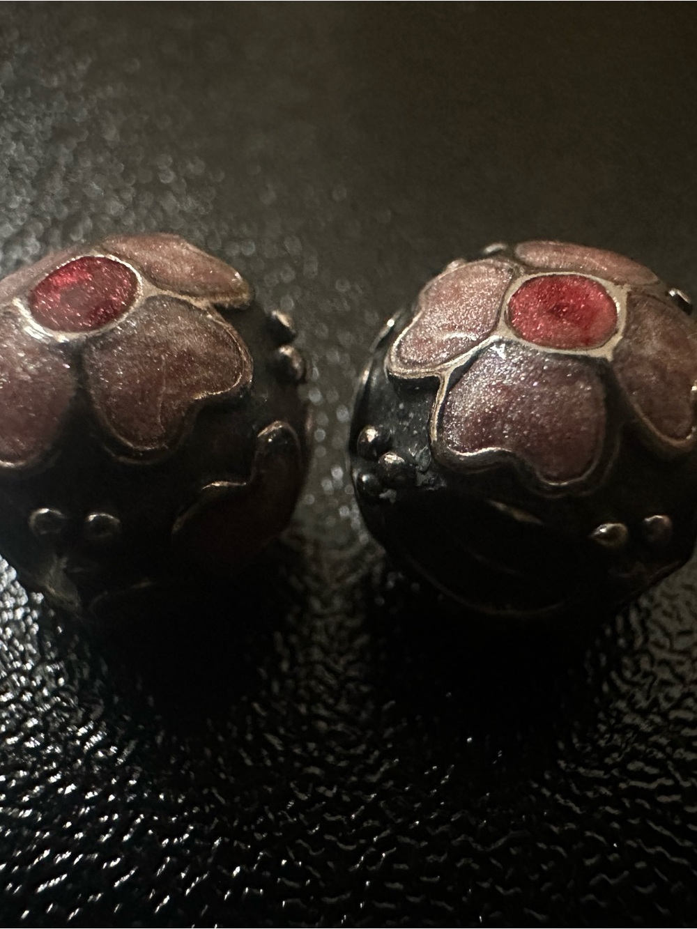 Pandora’s Vintage Sterling Silver Floral Enamel Bead - Pink and Red